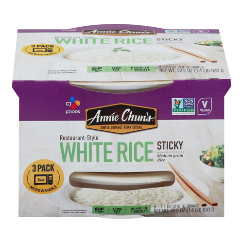 Annie Chun's - Rice Sticky White 3pk - Case Of 3 - 22.2 Oz