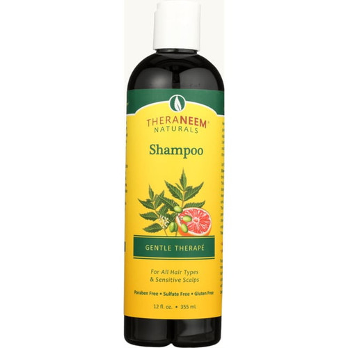 Theraneem Gentle Therap Shampoo | Soothing Formula W/ Organic Neem Oil | All Hair Types & Sensitive Scalp, Vegan | 12oz