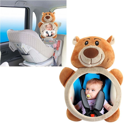 Lngoor Wide View Rear Adjustable Car Baby Mirror For Baby Kids Car Accessories Bear