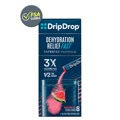 Dripdrop - Electrolyte Powder For Dehydration Relief Fast - Watermelon - 8 Pk (hsa/fsa Approved)