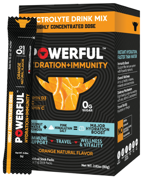 Powerful Hydration + Immunity Electrolyte Drink Mix, Orange, 16 Ct