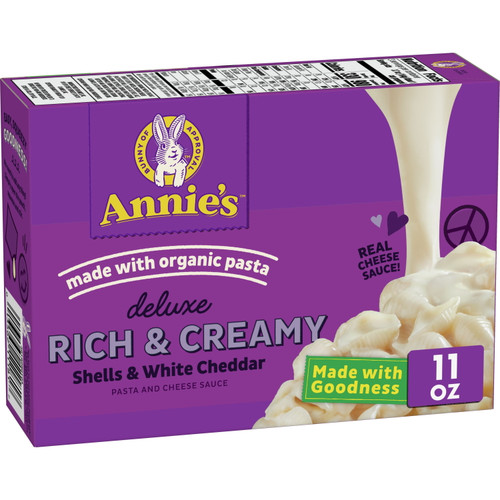 Annie’s Real White Cheddar Shells Deluxe Rich & Creamy Macaroni & Cheese Dinner With Organic Pasta, 11 Oz