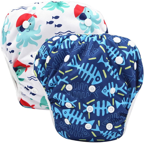 Onlyshe Reusable Swim Diapers Covers Waterproof Swimming Pants For 8-36lbs Unisex Baby Pack Of 2