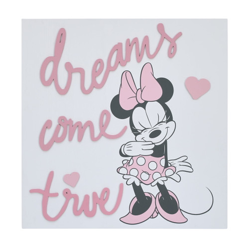 Disney Minnie Mouse Dreams Come True Hearts Wooden Wall Art