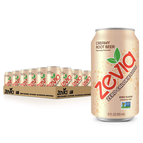 Zevia Zero Calorie Soda, Creamy Root Beer, 12 Ounce Cans (pack Of 24)