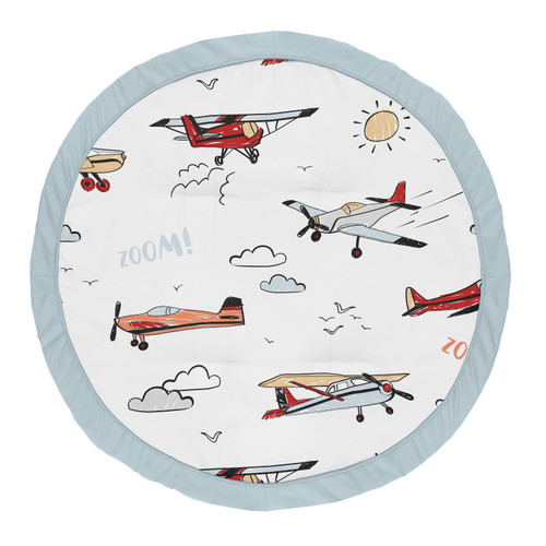 Vintage Airplane Red And Blue Baby Play Mat By Sweet Jojo Designs