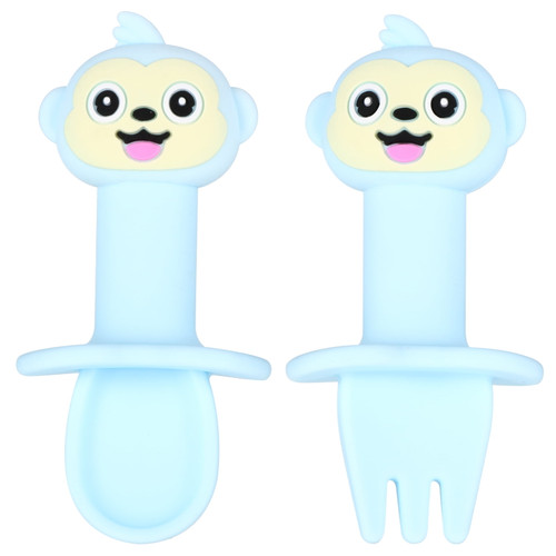 Hemoton 2pcs Baby Fork Spoon Set Adorable Cartoon Kids Tableware Infant Spoon Fork