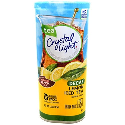 Crystal Light Decaf Lemon Iced Tea Natural Flavor Drink Mix, 12-quart Canister (pack Of 5)