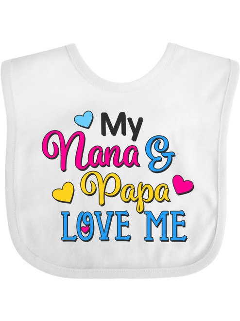 Inktastic My Nana And Papa Love Me With Hearts Gift Baby Boy Or Baby Girl Bib