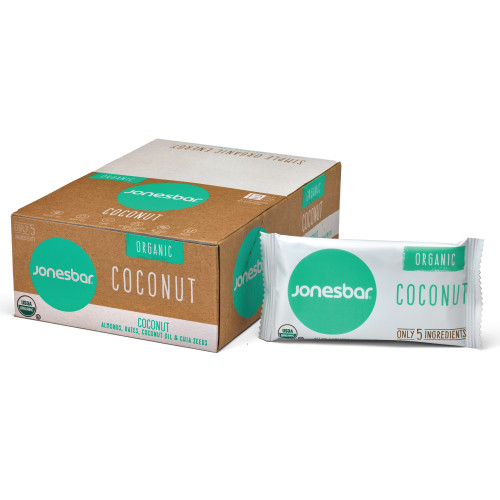 Organic Coconut Fruit & Nut Bar, Jonesbar, Certified Organic & Kosher, Gluten Free, Vegan, 12 Count (pack Of 1)