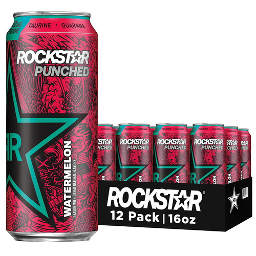 Rockstar Energy Drink Punched&nbsp;watermelon, 16oz Cans (12 Pack)