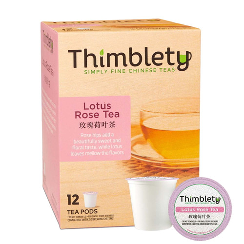Thimblety Lotus Rose Tea For K-cup Brewers, 12 Pods