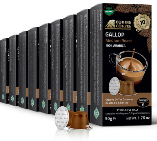 Equine Nespresso Pods For Original Line, Medium Roast #8 Organic 100ct