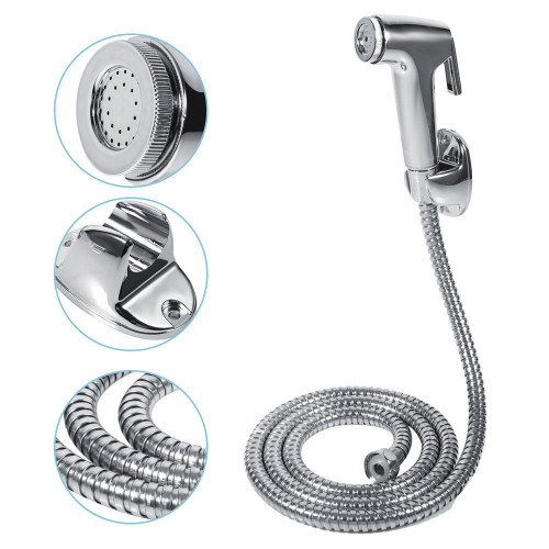 Handheld Bidet Toilet Shattaf Adapter Kit Sprayer Shower Head Wall Bracket Set Q