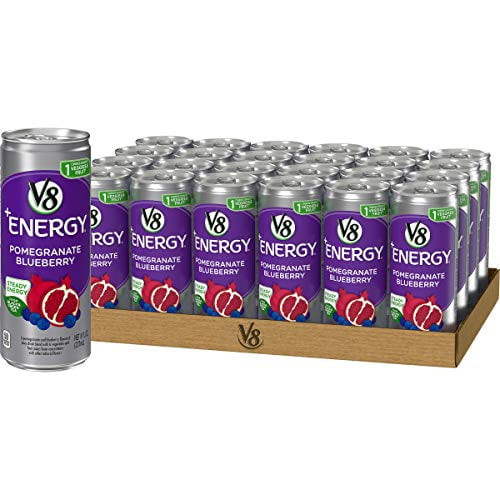 V8 +energy, Healthy Energy Drink, Natural Energy From Tea, Pomegranate Blueberry, 8 Ounce Can (pack Of 24)