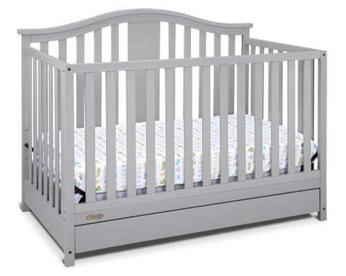 Graco Solano 5-in-1 Convertible Baby Crib With Drawer Pebble Gray