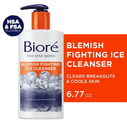 Biore 2% Salicylic Acid Blemish-fighting Ice Cleanser Acne Treatment, 6.77 Fl Oz (hsa/fsa Approved)