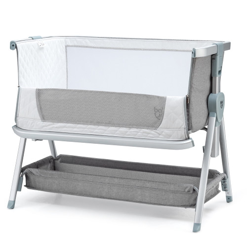 Babyjoy Baby Bed Side Crib Portable Adjustable Infant Travel Sleeper Bassinet Light Grey