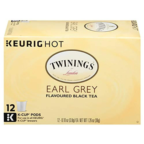 Twinings Of London Earl Grey Flavoured Black Tea Single Serve Capsules For Keurig K-cup Pod Brewers, 12 Count (pack Of 2)