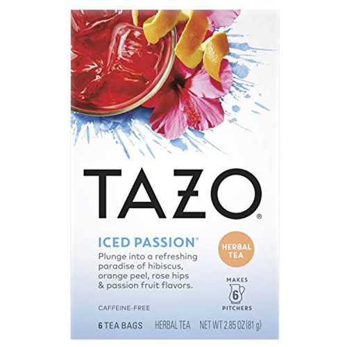 Tazo Iced Passion Tea Bag, Herbal Tea, 6 Ct