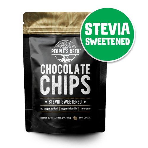 Sugar Free Chocolate Chips, Stevia Sweetened, 12 Oz. Value Size, Non-gmo, Vegan, Keto, Low Carb, 60% Cocoa, All Natural, Baking Chips, Gluten Free, No Sugar Added