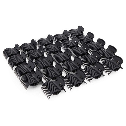 24 Count Hot Roller Clips, Long Hair Curler Claw Clips For Styling, Sectioning And Curling, Black