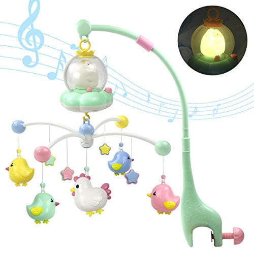 Baby Musical Crib Mobile With Night Light And Music, Hanging Rotate Rattles, Multifunctional Music Box, Toy For Newborn 0-24 Months Infant Boys Girls Sleep (green)