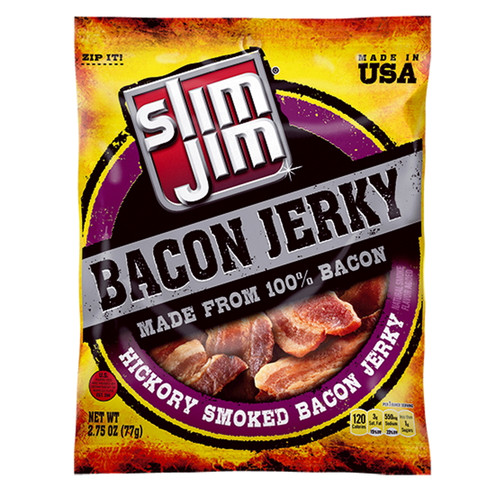 Slim Jim Bacon Jerky, Hickory Smoked Flavor, 2.75 Oz. Bag