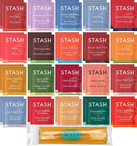 Stash Tea Bag & By The Cup Honey Sticks Variety Sampler Including Black, Decaf, Herbal & Oolong Teas - 40 Ct, 20 Flavor Assortment