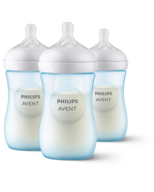 Philips Avent Natural Baby Bottle With Natural Response Nipple, Blue, 9oz, 3pk, Scy903/23