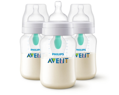 Philips Avent Anti-colic Bottle With Airfree Vent, 9oz, 3pk, Clear, Scy703/03