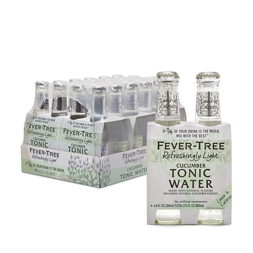 Fever-tree Light Cucumber Tonic Water Glass Bottles, No Artificial Sweeteners, Flavorings & Preservatives, 6.8 Fl Oz (pack Of 24)