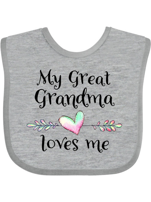 Inktastic My Great Grandma Loves Me- Heart Great Grandchild Gift Baby Boy Or Baby Girl Bib