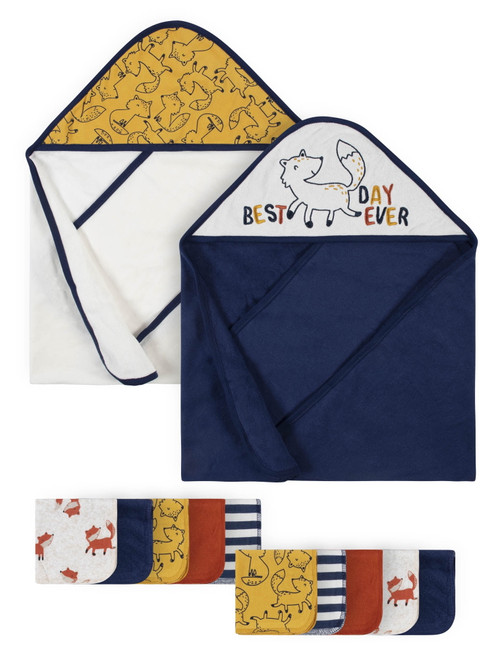 Gerber Baby Boy Hooded Towels & Washcloths Set, 12-piece