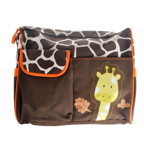 Cute Giraffe Pattern Multi-function Large Capacity Baby Diaper Changing Pad Travel Mummy Bag Tote Handbag (orange)