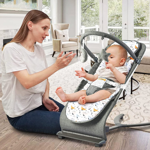 Mzdxj Bouncer For Babies, Baby Bouncer 0-6 Months, Baby Bouncers For Infants With Adjustable Height Positions With Overhead Pillow And Calming Bounce (green)
