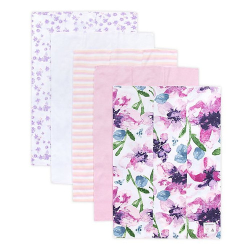 Burt's Bees 5-piece Burp Cloth Set In Lilac