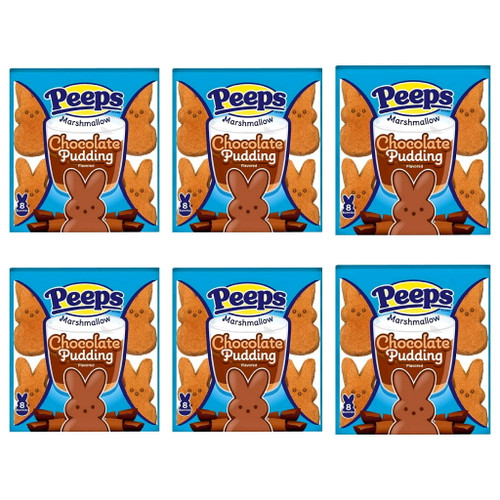 Peeps Marshmallow Chocolate Pudding Easter Candy Big Pack Of 6 Bags - 8 Bunnies Per Bag - 48 Bunnies Total Of Bulk Chocolate Pudding Peeps Marshmallow Bunnies