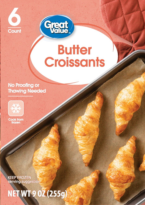Great Value Butter Croissants, 6 Count, 9 Oz