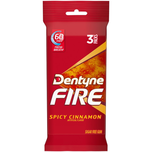 Dentyne Fire Spicy Cinnamon Sugar Free Gum, 3 Packs Of 16 Pieces (48 Total Pieces)