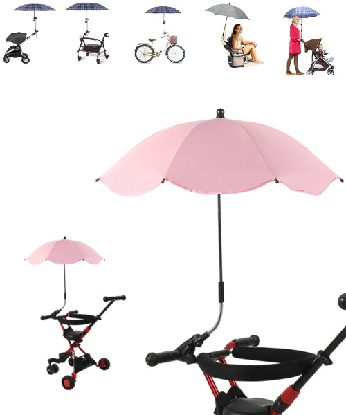X Xhtang Portable Folding Sun Umbrella Universal Stroller Parasol With 360° Bendable Gooseneck Bracket Uv Protection Clip Suitable For All Types Of Strollers And Prams