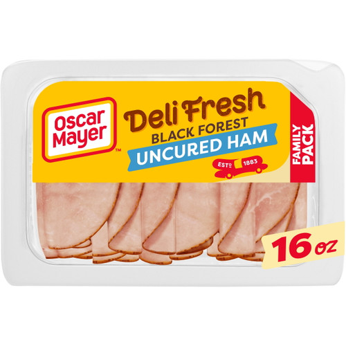 Oscar Mayer Deli Fresh Black Forest Uncured Sliced Ham Deli Lunch Meat Family Size, 16 Oz Package