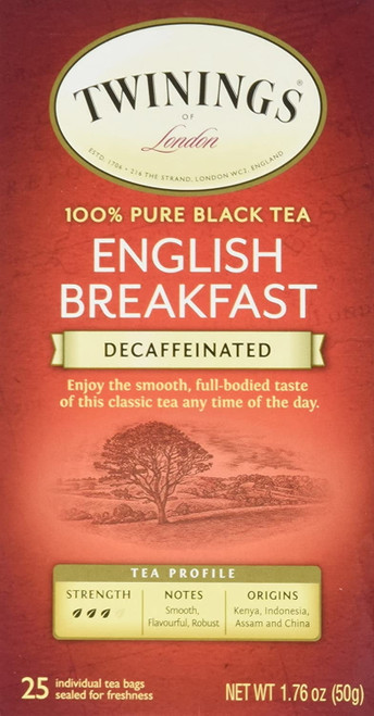 Twinings Classics Naturally Decaffeinated English Breakfast Tea -- 25 Tea Bags