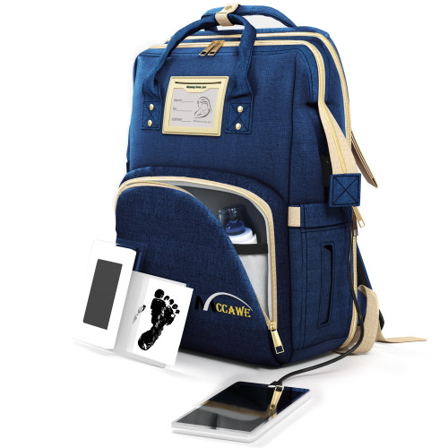 Mccawe Diaper Bag Backpack - Nappy Travel Baby Bag For Boys\girls With Bassinet-navy Blue