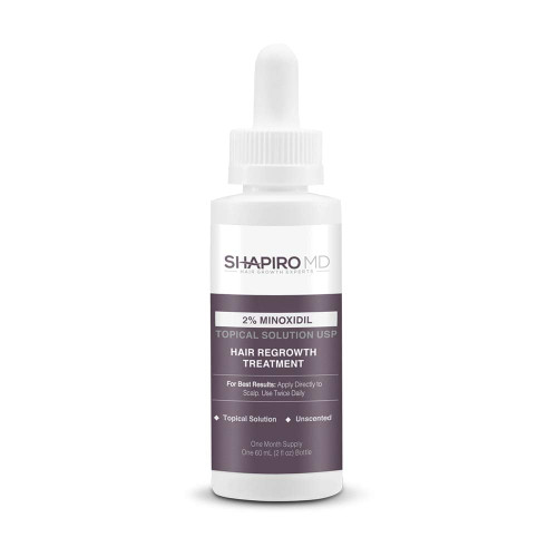 Minoxidil 2% Topical Solution For Women Hair Growth, Serum Reactivates Hair Follicles By Shapiro Md, 1 Month Supply