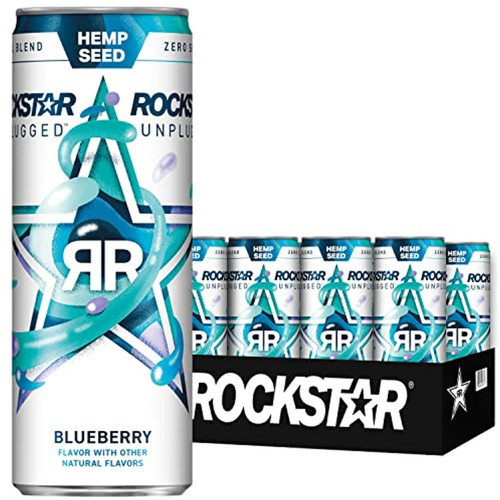 Rockstar Energy Drink, Unplugged Blueberry, Zero Sugar, Zero Calorie, 12oz Sleek Cans (12 Pack)