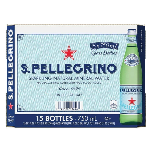 "san Pellegrino, Water Sparkling Mineral, 26.36 Fl Oz, 15 Pack"