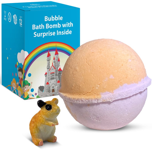 Funny Gopher Toy In Bubble Bath Bomb For Kids With Surprise Inside - Natural Ingredients Safe For Kids - Coconut And Olive Oils, Sage And Citrus Fragrance - Comes In Giftable Box