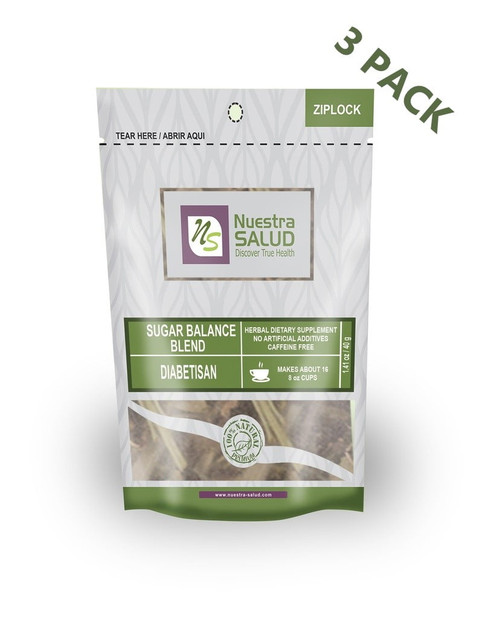 3-pack Nuestra Salud Diabetisan  Sugar Balance Blend Herbal Tea 1.41 Oz Each Bag