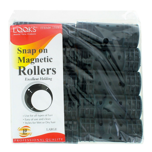 Snap On Magnetic Rollers Curler Hair Wave Set Large Jumbo Medium Small Size (black)